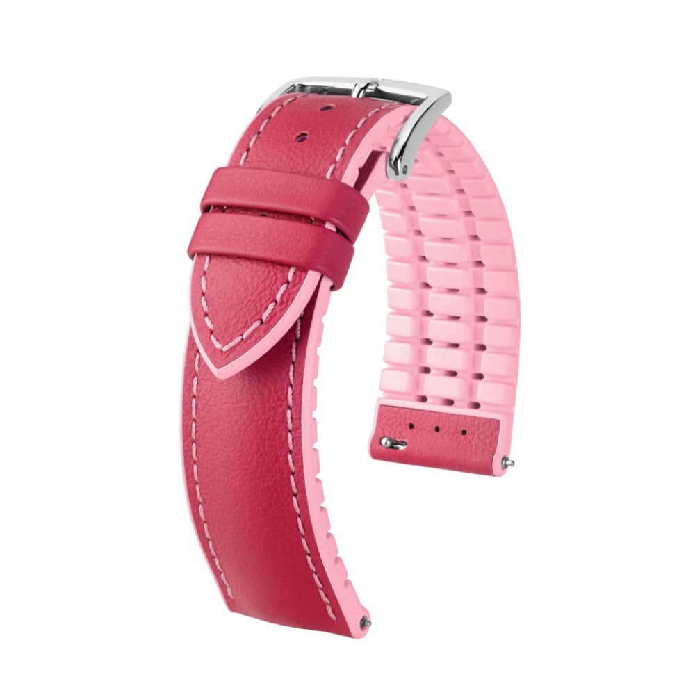 Hirsch LINDSEY pink, rose ladies leather & rubber watch strap 20mm 0922202125-2-20