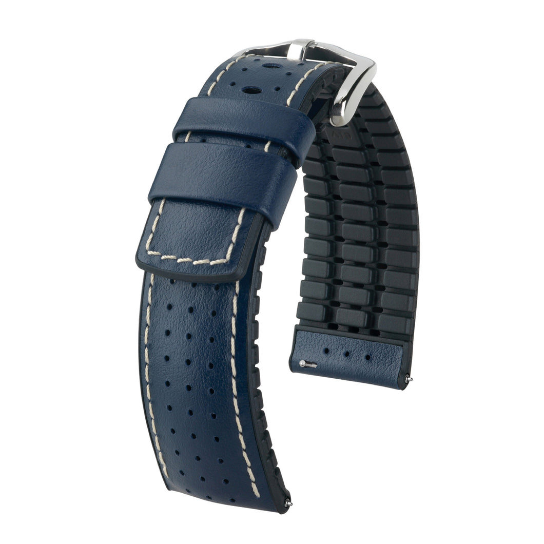 Hirsch watch leather strap TIGER L blue 20mm 0915075080-2-20