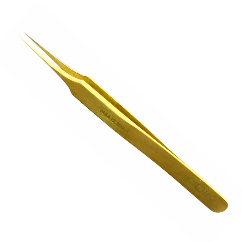 Horotec MSA12.303-4 brass tweezer with long and fine tips for hairsprings, 110mm