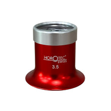 Load image into Gallery viewer, Horotec MSA 00.031-3.5 eyeglass loupe in aluminium anodised red with screwed ring x2.8
