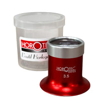 Load image into Gallery viewer, Horotec MSA 00.031-3.5 eyeglass loupe in aluminium anodised red with screwed ring x2.8
