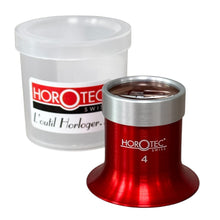 Load image into Gallery viewer, Horotec MSA 00.031-4 eyeglass loupe in aluminium anodised red with screwed ring x2.5
