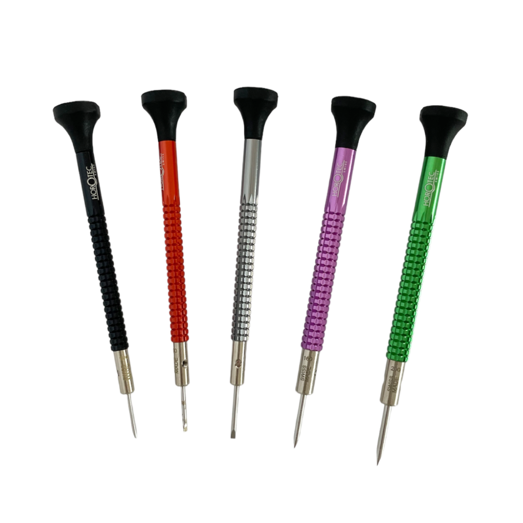 Horotec MSA 01.020-B set of 5 screwdrivers with ball bearings 1.00 to 2.00 mm for watchmakers