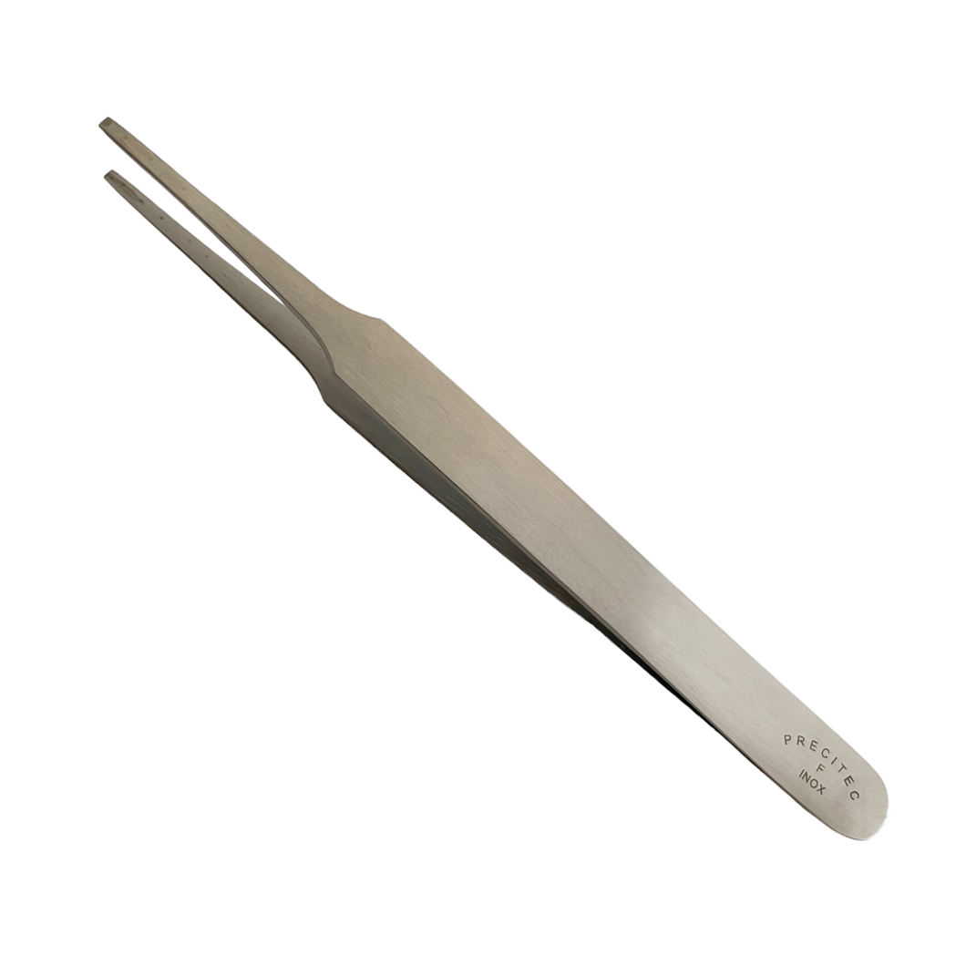 Horotec MSA 12.901-F Inox Precitec tweezer with flat tips for straightening hands steel 115 mm for watchmakers