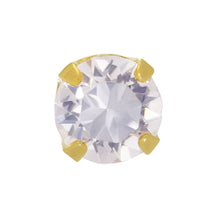 Load image into Gallery viewer, Inverness 14k yellow solid gold, 3mm piercing earrings with white stones 243E
