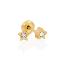 Load image into Gallery viewer, Inverness 24k gold plated 2mm, stars with stones piercing earrings 24C
