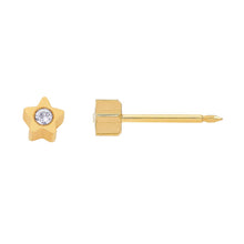 Load image into Gallery viewer, Inverness 24k gold plated 2mm, stars with stones piercing earrings 24C
