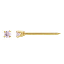 Load image into Gallery viewer, Inverness medical gold plated 2mm, pink stone piercing earrings 1064C
