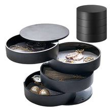 Load image into Gallery viewer, Gugita Round Black Jewellery Box Organiser with Pull-Out Compartments
