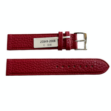 Load image into Gallery viewer, XL dark red watch leather strap with silver tone buckle 20mm
