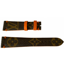 Load image into Gallery viewer, Louis Vuitton monogram leather strap for watches brown &amp; orange 18 mm
