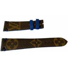 Load image into Gallery viewer, Louis Vuitton monogram leather strap for watches brown &amp; blue 20mm
