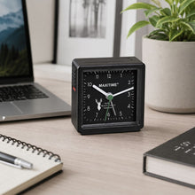 Load image into Gallery viewer, Maxitime Quartz Alarm Clock with Snooze Function, Black Design
