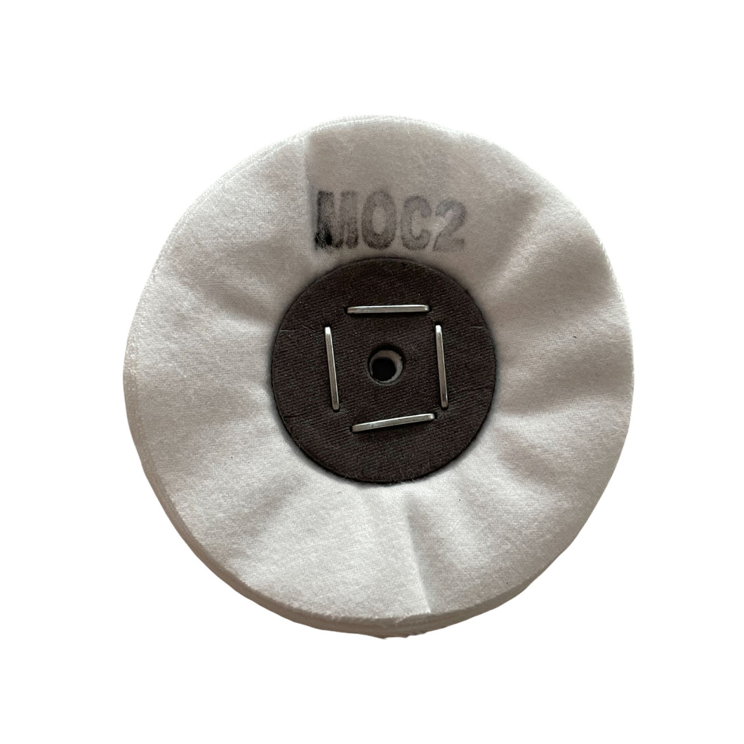 Merard Polishing wheel for finishing N° MOC2, white flannel, with seam Ø 100 mm, 20 folds