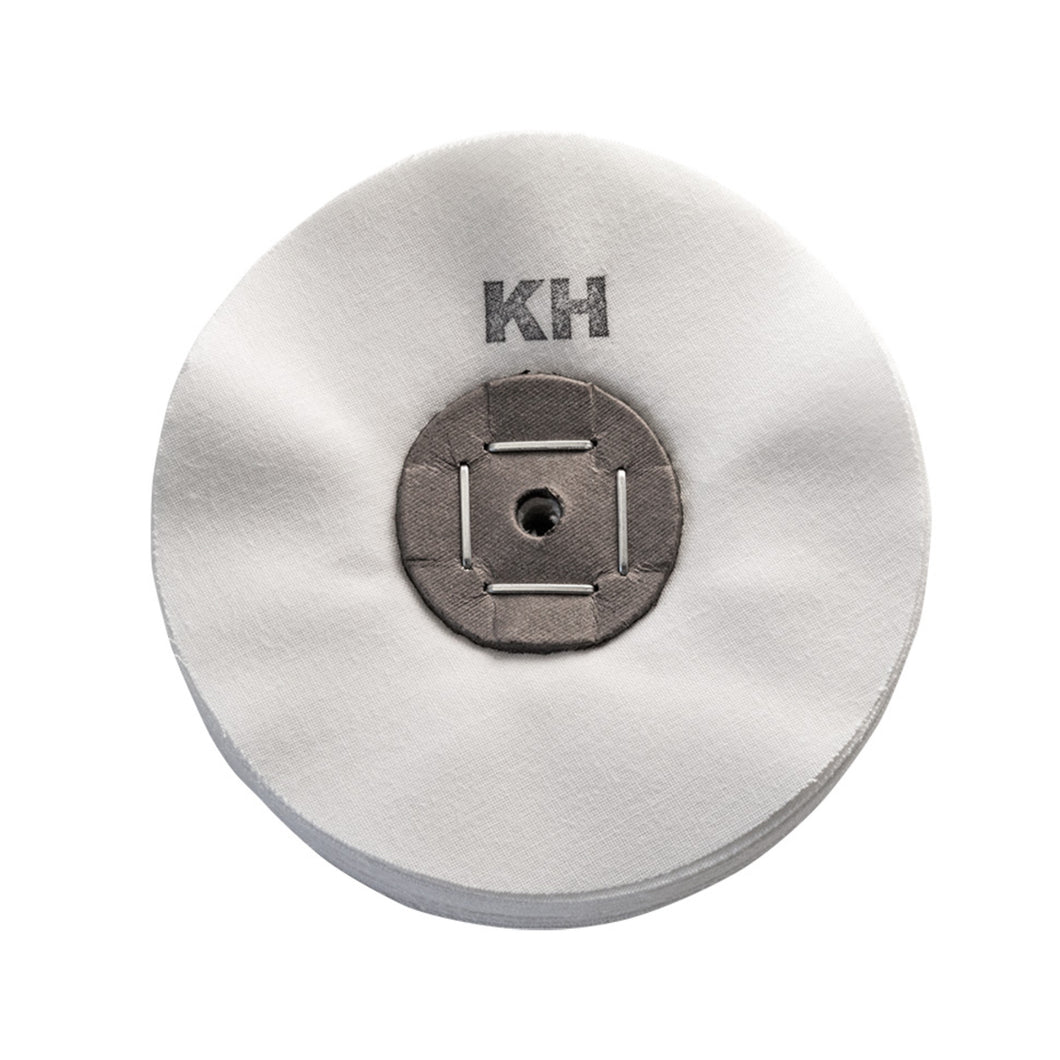 Merard polishing wheel N° KH, blanched cotton, Ø 120 mm, 64 folds