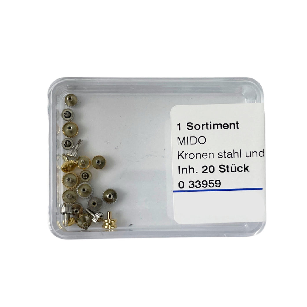 MIDO set of 20 crowns with logo for vintage watches