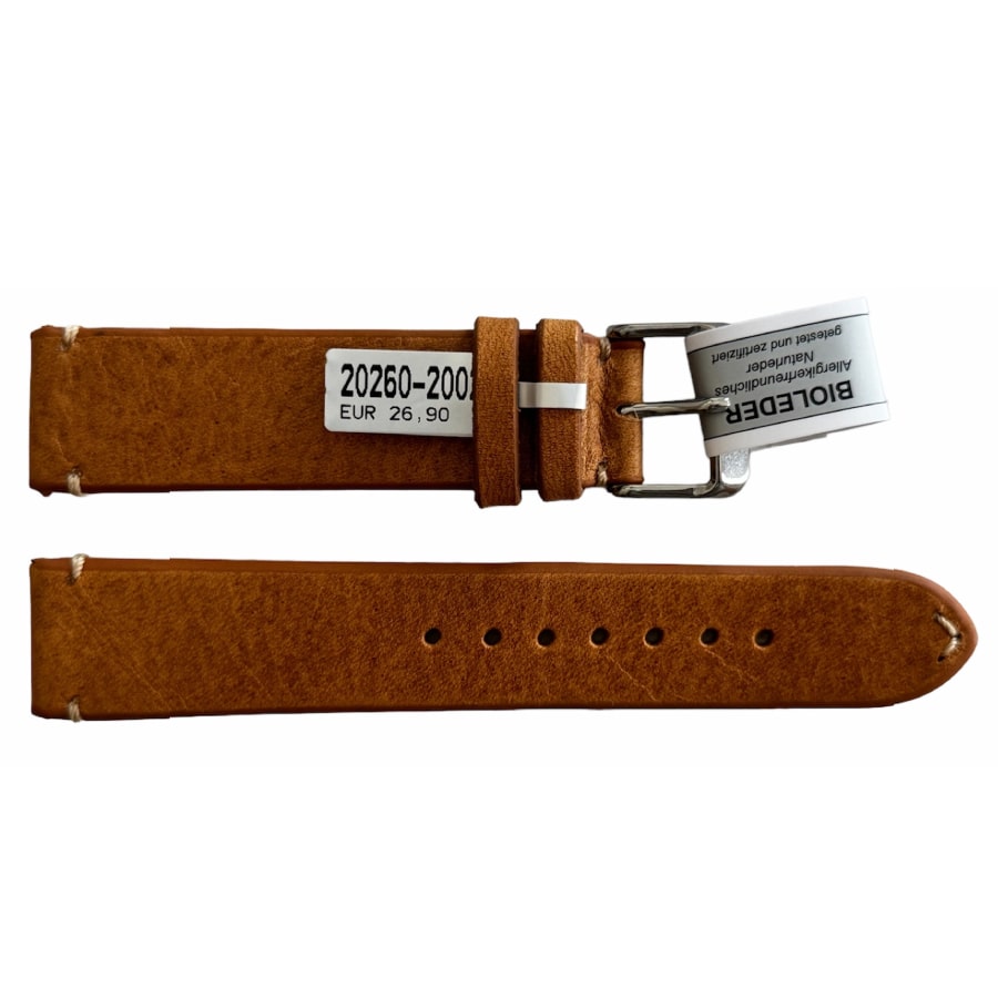 Mokka beige leather strap with stitch 20 mm