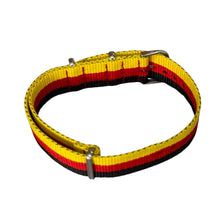 Load image into Gallery viewer, Nylon watch NATO strap in black, red and yellow, 20mm

