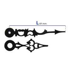 Load image into Gallery viewer, Pair of antique clock hands – Aluminum, Black, 87 mm
