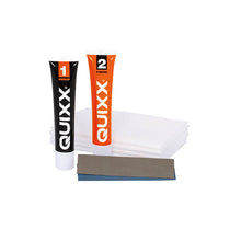 Load image into Gallery viewer, QUIXX Paint Scratch Remover Kit (Ref. 00070) – 2-Step Repair System with Repair No.1 + Finish No.2, Polishing Cloths &amp; 3000-Grit Sandpaper, Made in Germany
