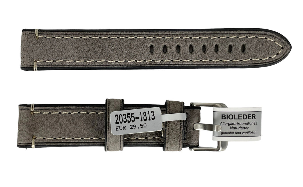 Rodeosoft Chrono dark grey watch leather strap 18 mm