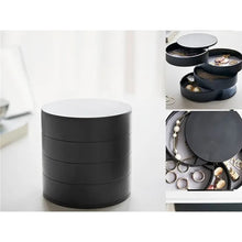 Load image into Gallery viewer, Gugita Round Black Jewellery Box Organiser with Pull-Out Compartments
