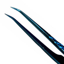 Load image into Gallery viewer, Shinezy stainless steel curved blue tweezer, non-magnetic for watchmakers and jewellers, 120mm
