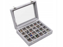 Load image into Gallery viewer, Gugita Grey Velvet Jewellery Box Organiser with Glass Lid
