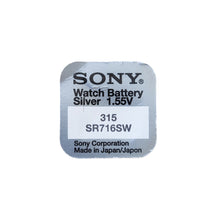 Load image into Gallery viewer, Sony 315 batteries for quartz watches with silver oxides 1.55 volts
