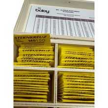 Load image into Gallery viewer, Sternkreuz MS Mineral Watch Glass Assortment - 100 pcs with Wooden Box by Boley
