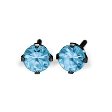 Load image into Gallery viewer, Studex black steel Earrings with Blue Cubic zirconia, 4mm, 7517-0170
