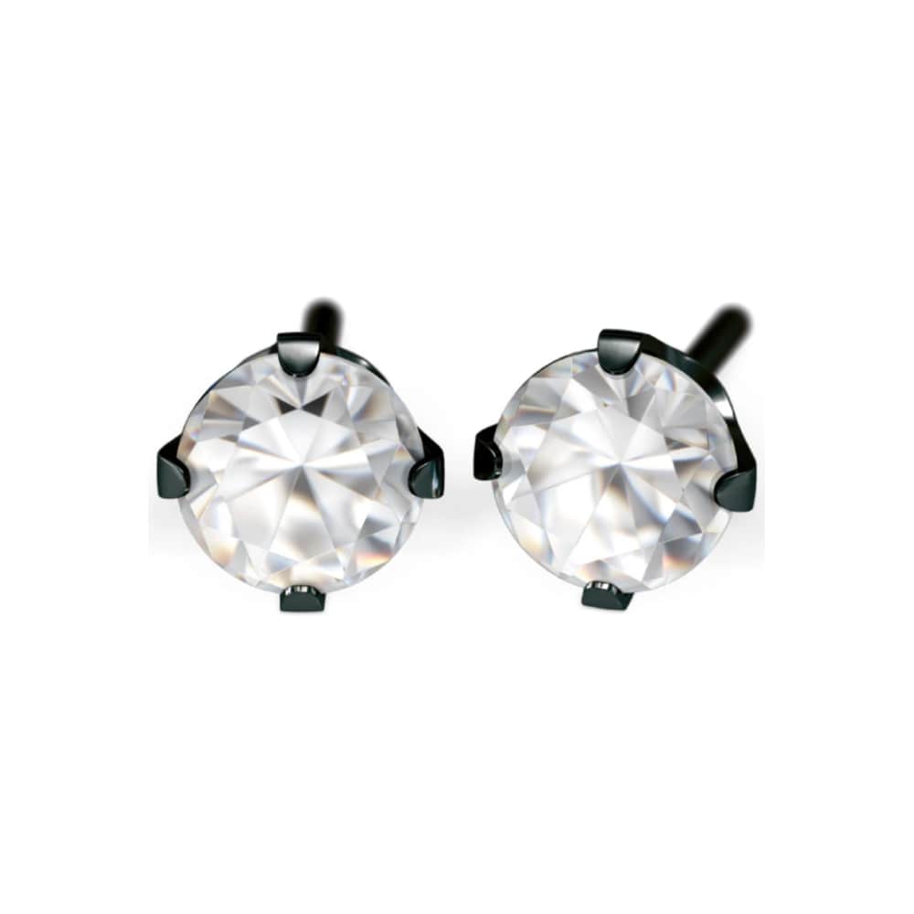 Studex black steel Earrings with White Cubic zirconia, 4mm, 7517-0100