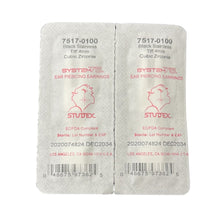 Load image into Gallery viewer, Studex black steel Earrings with White Cubic zirconia, 4mm, 7517-0100
