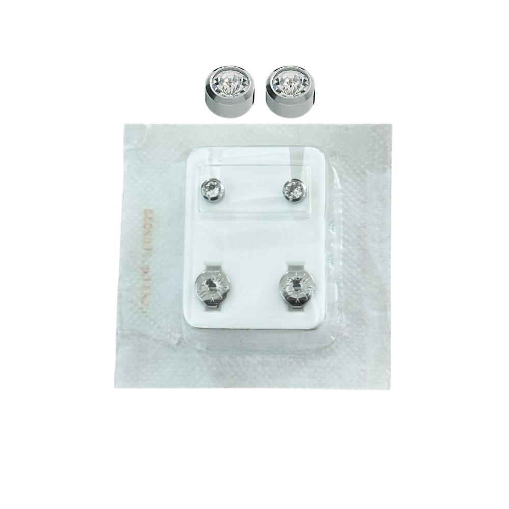 Studex Oval Children's Earrings with White Stones, 3.95 mm