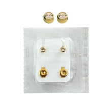 Load image into Gallery viewer, Studex Oval Children's Gold Tone Earrings with White Stones, 3.95 mm
