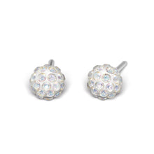 Load image into Gallery viewer, Studex silver fireball earrings  with white color stones, 4.5mm, 7522-0315
