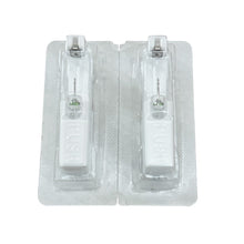 Load image into Gallery viewer, Studex silver (steel) 4mm green stone earrings with peridot motif
