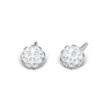 Load image into Gallery viewer, Studex Silver (Steel) Snowball (Fireball) Earrings with Cubic Zirconia, 4.5mm, 7522-0304
