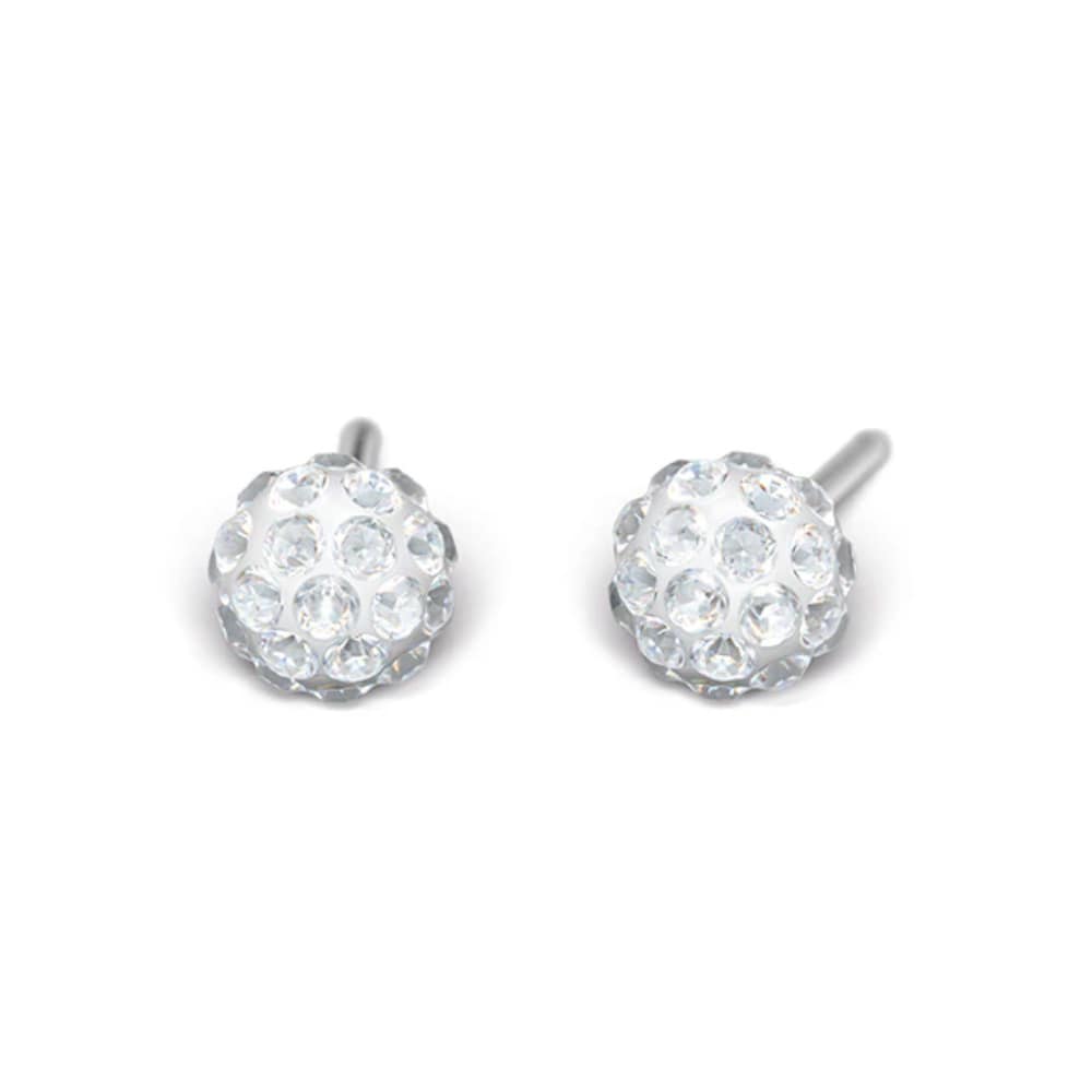 Studex Silver (Steel) Snowball (Fireball) Earrings with Cubic Zirconia, 4.5mm, 7522-0304