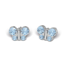 Load image into Gallery viewer, Studex steel Butterfly Mar Aquamarine Earrings, 8mm 7524-2003
