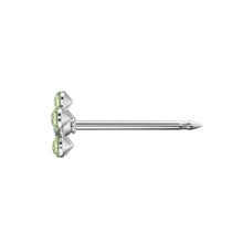 Load image into Gallery viewer, Studex steel flower with August peridot &amp; May emerald Earrings, 5mm, 7512-6085
