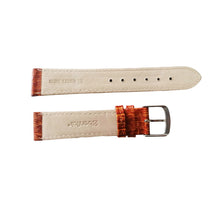 Load image into Gallery viewer, Teju Lizard leather strap for watches in golden-brown 18 mm silver tone buckle

