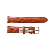 Load image into Gallery viewer, Teju Lizard leather strap for watches in golden-brown 18 mm silver tone buckle
