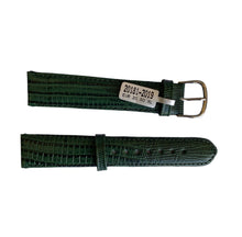 Load image into Gallery viewer, Teju Lizard XL leather strap for watches in green color 20 mm silver tone buckle
