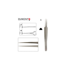 Load image into Gallery viewer, Dumont Tweezers, Carbon Steel, Form 5, Very Fine Points, 110 mm

