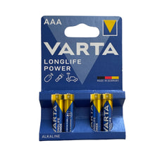 Load image into Gallery viewer, Varta Longlife Power alkaline battery set of 4 LR03 AAA
