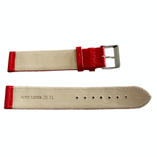 Load image into Gallery viewer, XL red watch leather strap with silver tone buckle 20mm
