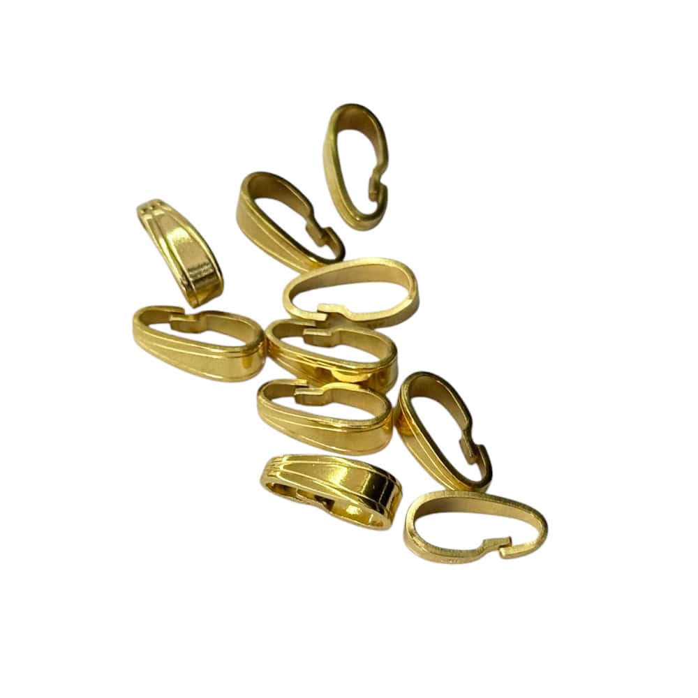 Yellow double gold plated pendant loop connector, 8.0 x 3.0mm