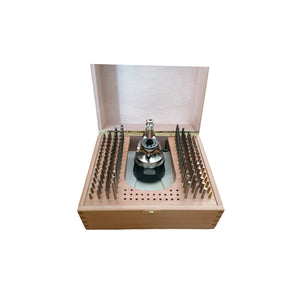 Bergeon 1810-93C watchmaker tool with 24 stakes in wooden box