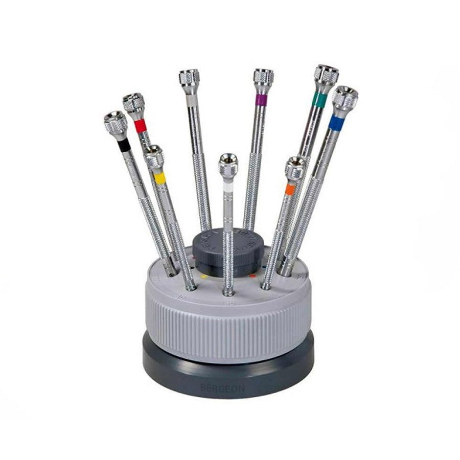 Bergeon 5970 set of 9 watchmaker screwdrivers on a rotating stand Ø 0,5 - 2,5 mm